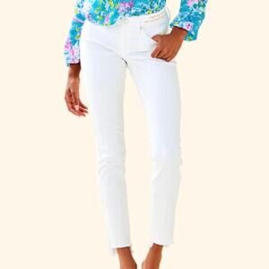 Lilly Pulitzer 28" South Ocean Crop Skinny Jean Resort White Size 6